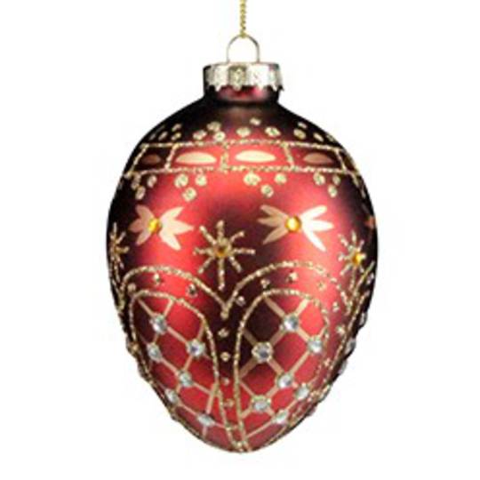 Glass Egg, Red and Gold 10cm